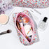 2 Pcs Quilted Makeup Bag Floral Cosmetic Bag Cotton Large Travel Coquette Toiletry Puffer Bag Aesthetic Cute Glossier Makeup Bag for Women Girls...