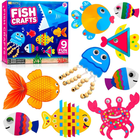 Arts and Craft Kit for Toddlers Ages 3, 4, 5 Years - Craft 9 Fun Fish Characters...
