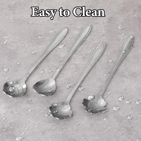 8 Pcs Flower Dessert Spoons, Coffee Teaspoon Set Stainless Steel Tableware Sugar Spoon Small Tea Spoons Cafe Bar Spoon Cute Coffee Teaspoon Mini T...