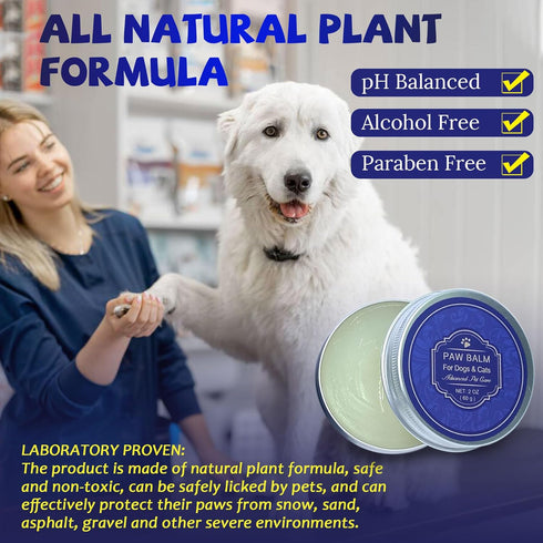 Dog Paw Balm - Pet Paw Moisturizer Dry and Cracked Dog Paw Treatment, Natural Plant-Based Organic Ingredients Safe to Lick...