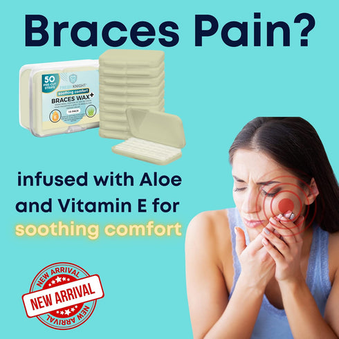 Braces Wax,10 Pack. Dental Wax for Braces & Aligners - 50 Premium Orthodontic Wax Strips, Wax for Teeth, Vitamin E + Aloe. Includes storage case. ...