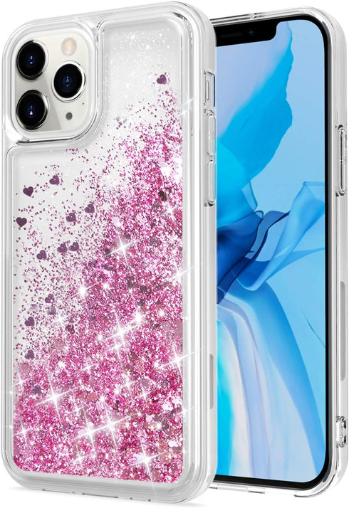 Compatible with iPhone 12 Case and iPhone 12 Pro Case,Bling Flowing Liquid Floating Sparkle Colorful Glitter Waterfall TPU Protective Phone Case 6...