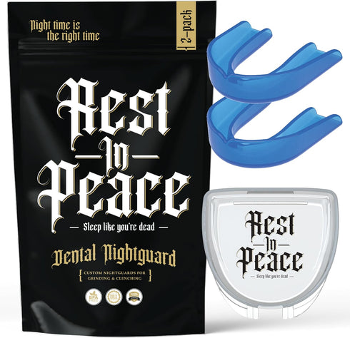 Rest in Peace Night Guard - Pack of Two Moldable Mouth Guard for Teeth Grinding Clenching Bruxism (Blue)...