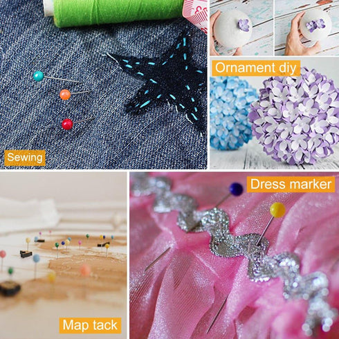 1000Pcs Straight Pins Glass Ball Head Colorful 38mm Long for Sewing Quilting Pins Map Tack Ornament DIY Craft (1000 Pieces)...