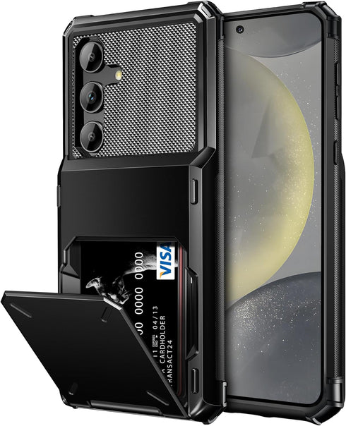 Vofolen for Samsung Galaxy S24+ Wallet Case with Card Holder, 4-Card Dual Layer Heavy Duty Shockproof Wallet Case, Hidden Flip Card Slot Large Sto...