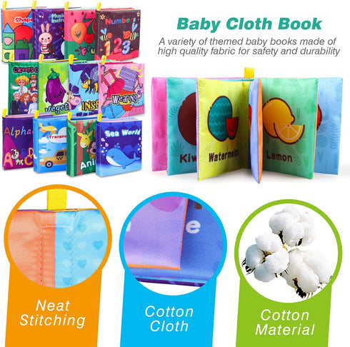 Baby Bath Books, Fabric Soft Baby Cloth Books, Early Education Toys, Waterproof Baby Books for Toddler, Newborn, Infants Perfect Shower Toys, Kids...