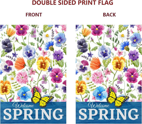 Spring Garden Flag Flowers Butterfly Outdoor Flag Vertical Double Sided Polyester for Farmhouse Yard Outdoor Porch Lawn Decor 12.5 x 18 Inch...