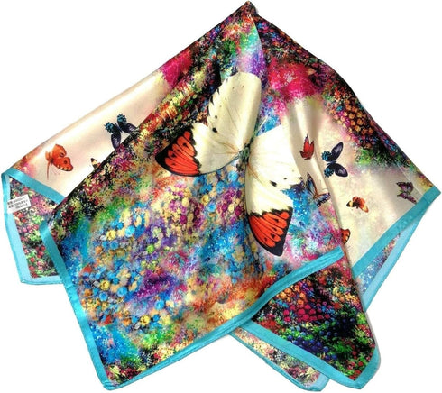 Shanlin Unisex 100% Mulberry Silk Square Scarf in Gift Box (21”x21”)...
