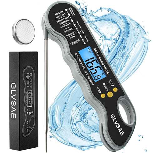 Waterproof Digital Instant Read Meat Thermometer with 4.6” Folding Probe Backlight & Calibration Function for Cooking Food Candy, BBQ Grill, Liqui...