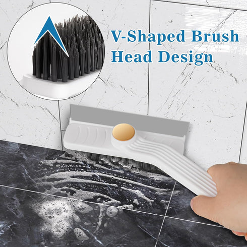 NiHome Multifunctional Rotating Crevice Cleaning Brush for Bathroom, Gap Cleaning Brushes w/Silicone Squeegee for Window, Flexible Bristles for Ba...