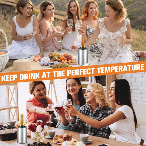 Wine Chiller Bucket Stainless Steel Wine Chiller Bottles for 750 ml Insulated Double Layer Bucket Wine Cooler Bucket to Keep Wine Cold for Wine Lo...