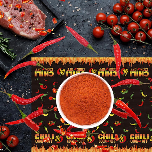 6 Pcs Chili Cook Off Placemats Chili Pepper Placemats Chili Cook Off Decorations Chili Fest and Chili Pepper Party Decoration Reversible Washable ...