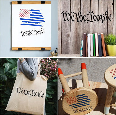6 Pieces American Flag Stencils We The People Stencil Reusable Tracing Templates US Flag Painting Templates for Painting on Wood for DIY Card Albu...