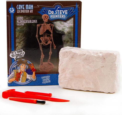 Geoworld Cave Man Skeleton Excavation Kit – Assemble an 8-Inch Neanderthal Model – Perfect STEM Activity for Kids Aged 6+, Brown...