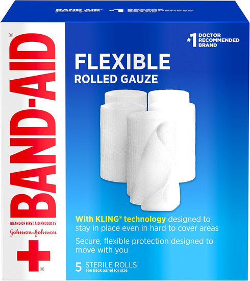 Band-Aid Brand of First Aid Products Flexible Rolled Gauze Dressing for Minor Wound Care, Soft Padding and Instant Absorption, 3 Inches by 2.1 Yar...