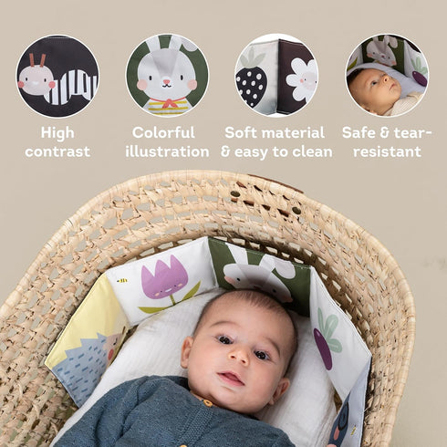 Taf Toys Bunny Black and White Soft Sensory Books Pram Book, High Contrast Baby Toys 0-3-6 Months, Essentials Tummy Time, Pram, Stroller, Car Seat...