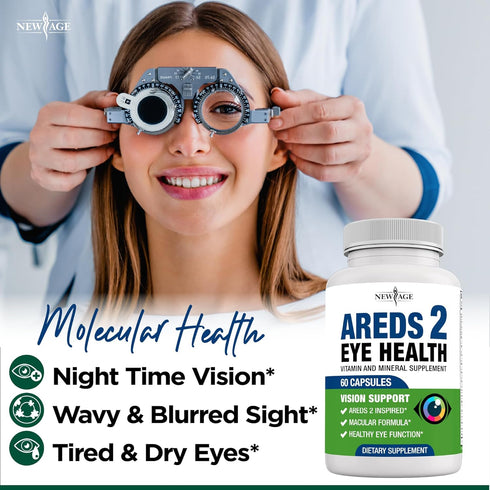 NEW AGE AREDS 2 Eye Vitamin Contains Bilberry 6000mg Lutein & Zeaxanthin - 120 Count...