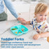 ECR4Kids My First Meal Pal Stainless Steel Forks, Toddler Silverware, White, Light Grey, 3-Pack...