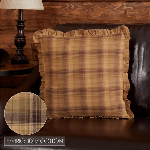 VHC Brands Prescott Plaid Cotton Rustic Square Pillow 16x16 Filled Bedding Accessory, 16" x 16"...