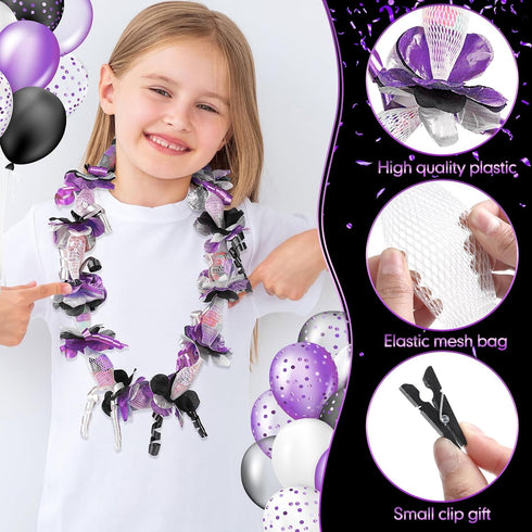 Unittype 6 Pcs 2024 Graduation Candy Lei Making Kit Include 5 ft Mesh Bag 3 Rolls of 98 ft Ribbon 216 Pcs Flower Pieces 48 Pcs Wooden Clip for Gra...