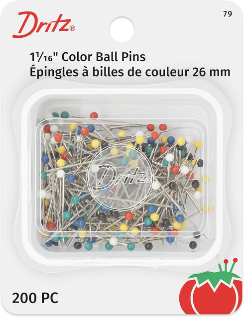 Dritz 79 Color Ball Pins, 1-1/16-Inch (200-Count)...