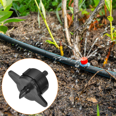 100 Pack Irrigation Drip Emitters - Garden Lawn Pressure Compensating Dripper Constant Flow Apply to Watering System (34x23.5mm Black)...