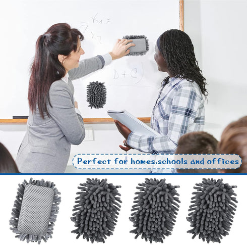 8 Pcs Microfiber Shag Eraser with Magnet Magnetic Dry Erase Eraser Washable Whiteboard Eraser for Markers Chalk Home Classroom Office Teacher Supp...