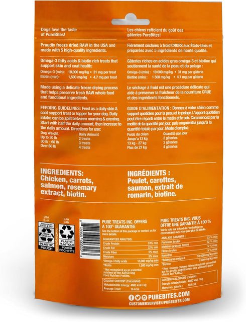 PureBites+ Skin & Coat Freeze Dried Dog Treats, 5 Ingredients, Made in USA, 3oz...
