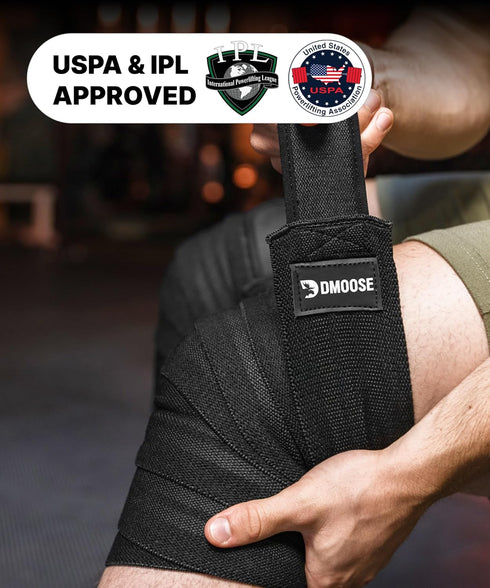 DMoose Fitness Knee Wraps for Weightlifting (Pair) – 78” Gym Brace Straps for Joint Stability & Pain Relief - Perfect for Squats & Working Out - U...