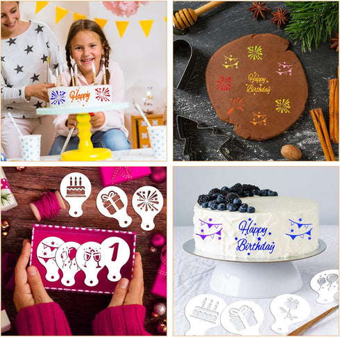 36pcs Cookie Stencils, 36 Styles Cookie Decorating Stencils Reusable Happy Birthday Cake Stencil Templates for Cookies Baking Painting Dessert Dec...