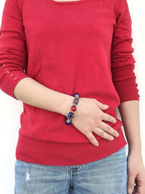 USA Bracelet, Red White Blue Americana Beaded Bracelet, 4th Of July Bracelets For Women, Brithday Christmas Gift, 1 pc...