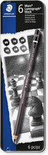 Staedtler Mars Lumograph Black, Carbon Blend Provides Jet Black Lines, Professional Art Pencils, Tin of 6 Assorted Black Sketch Pencils, 100B G6...