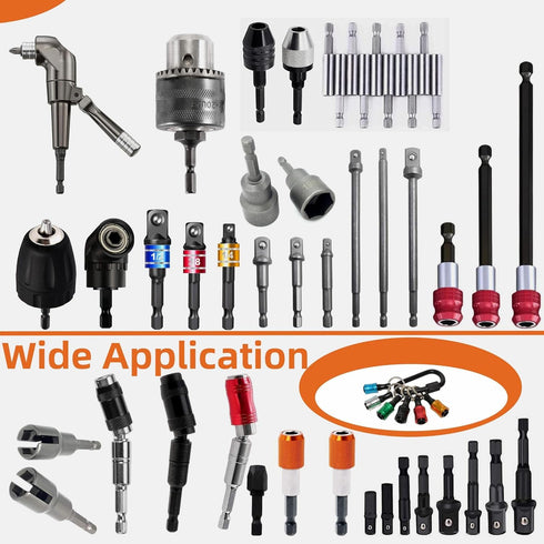 12Pcs 1/4 inch Hex Shank Aluminum Alloy Screwdriver Bits Holder Extension Bar Drill Screw Adapter Change Keychain Portable for Screwdriver & Drill...