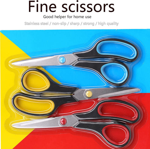 Scissors,8" All Purpose Scissors Heavy Duty Bulk 3-Pack Ergonomic Comfort Grip Craft Shears Sharp Scissors for Office Home School Classroom Sewing...