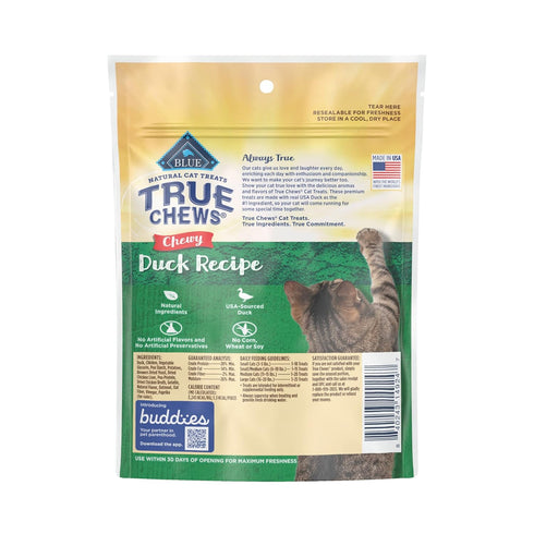 Blue Buffalo True Chews Natural Chewy Cat Treats, Made in the USA, Duck Recipe, 3-oz. Resealable Bag...