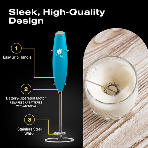 Bean Envy Milk Frother Handheld for Coffee - Electric Hand Blender, Mini Drink Mixer Whisk & Coffee Foamer Wand with Stand for Lattes, Cappuccino,...