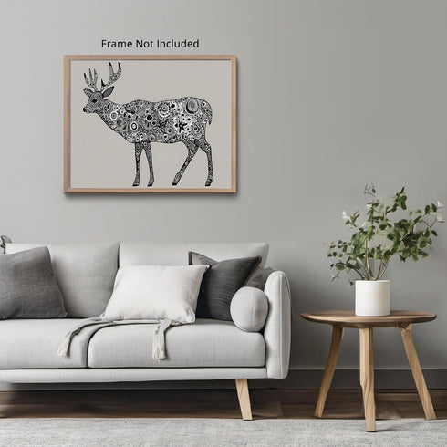 Posterizer 1 pcs- black and white deer print with abstract art-Art for Animal Lovers-Abstract & Modern Art- Living Room Bedroom Decor- unframed wa...