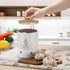 OwnMy White Garlic Keeper with Wooden Lid, Metal Garlic Storage Container for Counter, Large Garlic Keeper Garlic Saver Garlic Container for Kitch...