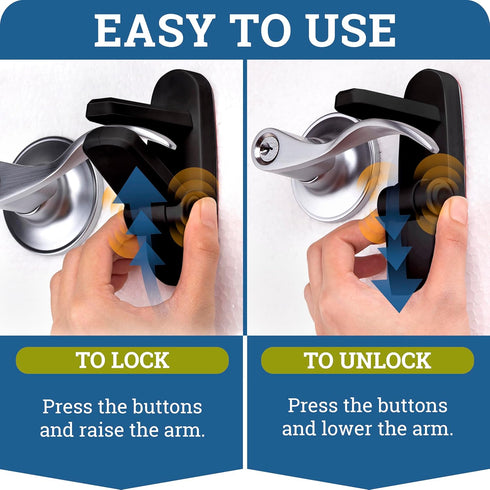 Door Lever Lock (3 Pack) Prevents Toddlers from Opening Doors. 3.25" L * 1.5" W * 4.5" H Easy One Hand Operation for Adults. Durable ABS with 3M A...