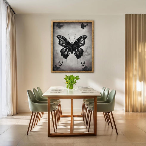 Posterizer 1 pcs- gothic black butterflies-retro background-Gothic Art-Art for Animal Lovers- Living Room Bedroom Decor- unframed wall art...