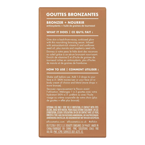 e.l.f. SKIN Bronzing Drops, Liquid Bronzer For Face & Skin, Creates A Sun-Kissed Glow, Infused With Vitamin E, Vegan & Cruelty-Free, Pure Gold...