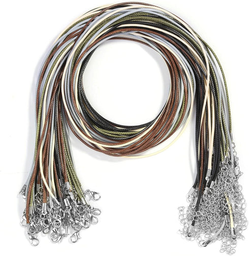 Necklace Cord, Paxcoo 50Pcs Necklace String Rope with Clasp, 24 Inch Waxed Cotton Cord Necklace Bulk for Charms Pendants, Bracelets, Necklaces, Je...