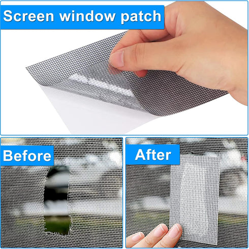 24 Pcs Window Screen Repair Kit, 5 x 7 Inch Screen Repair Tape, Self Adhesive Screen Repair Patch Fiberglass Replacement Screens for Window Screen...