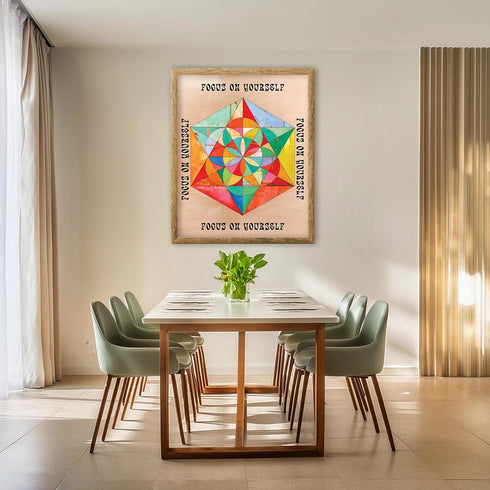 Posterizer 1 pcs-focus on yourself-Trippy colorful Aesthetic print-Retro Art-Motivational & Inspirational Art-Living Room Bedroom Decor- unframed ...