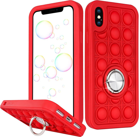 Joyleop Red Bubble Case for iPhone X/XS Fidget Design Unique Silicone Cute Fun Cover Girly Fashion Girls Boys Kids Cases,Funny Kawaii with Metal R...