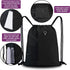 BeeGreen Black Drawstring Backpack Gym Bag For Men Women String Sports Backpack With Water Bottle Mesh Pockets And 2 Zippered Pocket Large Cinch S...