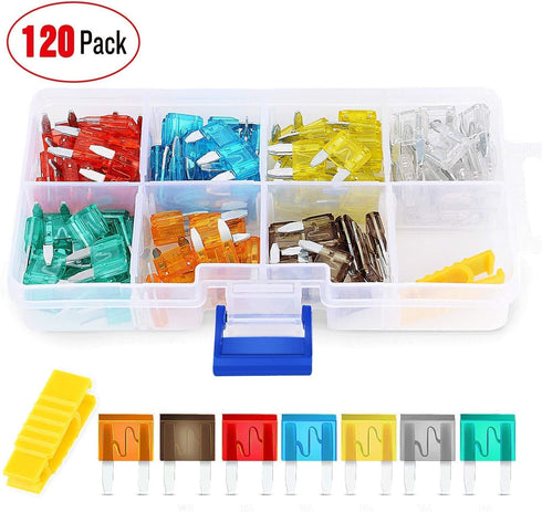 Nilight - 50034R 10 Pack 12V Car Add-A-Circuit Fuse Tap Adapter Mini Atm Apm Blade Fuse Holder with 120 PCS Mini Blade Fuse Assortment Kit (5, 7.5...