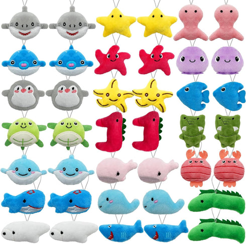 40 PCS Mini Ocean Animal Plush Toys Set Cute Small Sea Creatures Stuffed Toy Keychain for Party Favors Keychain Ornament for Goody Bag Easter Egg ...