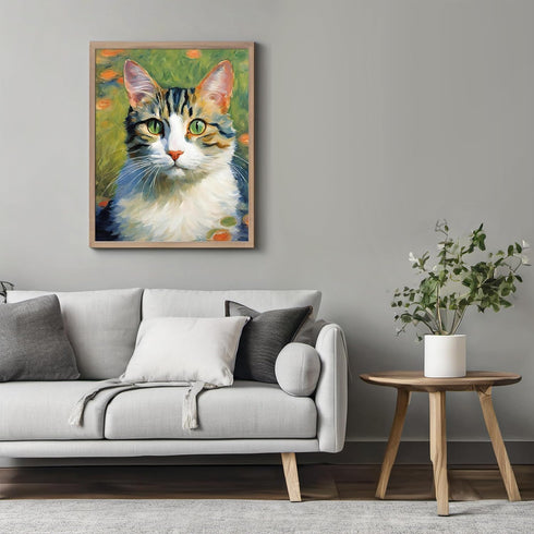 Posterizer 1 pcs- Beautiful white cat in nature-Art for Animal Lovers-Floral Botanical Art- Gift for Men Women Entrepreneur Teens-Decor for Home &...