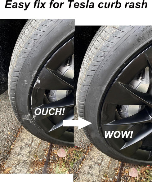 SYOAUTO Matte Black Rim Touch Up Paint For Tesla Model Y 20" Induction Wheel Touch Up Paint Rim Scratch Repair Wheel Paint Curb Rash Paint Pen(Mat...